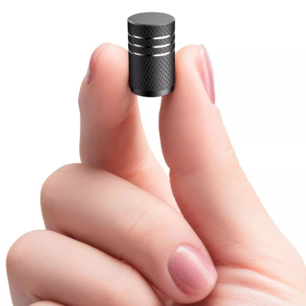 4Pcs Black Silver Car Tire Valve Cap Knurling Style Aluminum Tire Wheel Stem Air Valve Cap for US Schrader