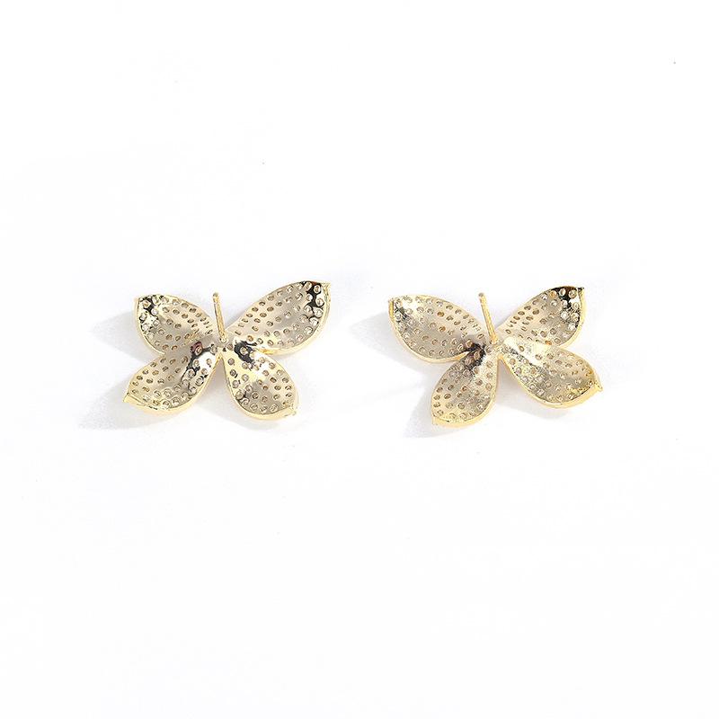 Luxurious and Atmospheric Micro Inlaid Earrings with Bow, Flower Temperament, Niche Design, High-end Earrings