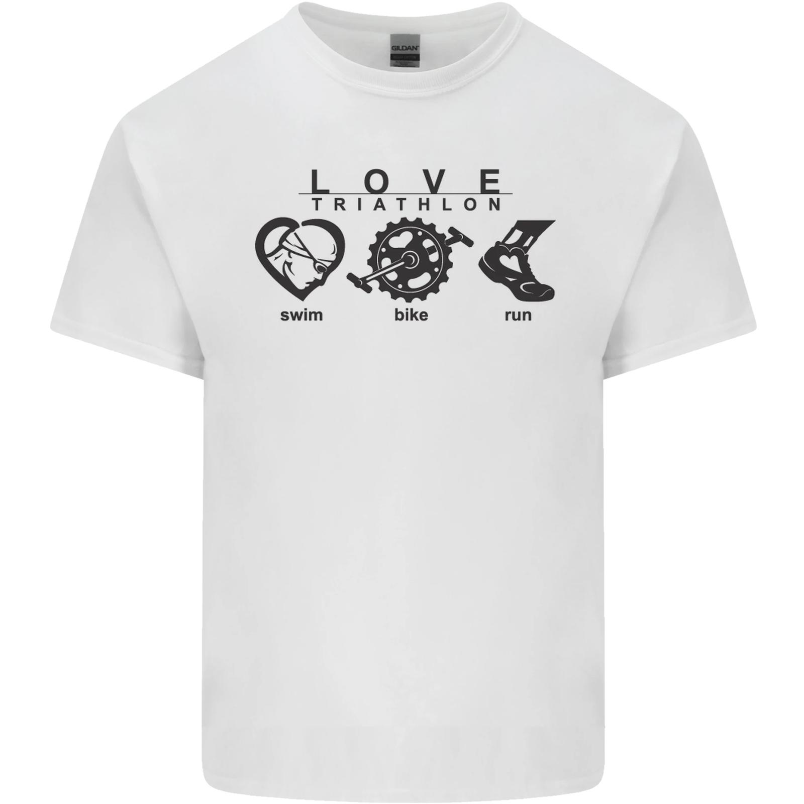 Love Triathlon Running Swimming Cycling Mens Cotton T-Shirt Tee Top XXXL