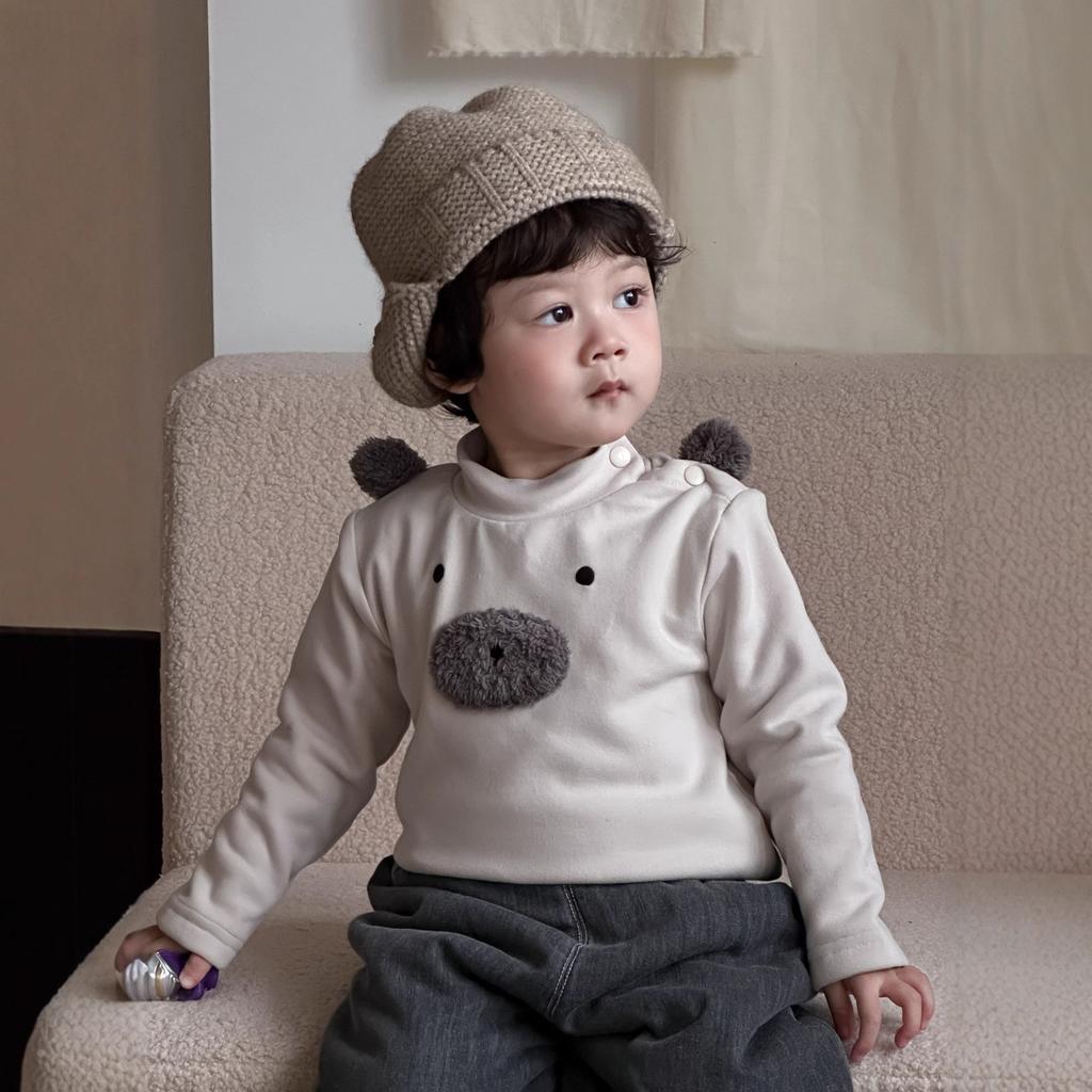 Odzież dziecięca nowa zimowa ubranka dla niemowląt sweterek dziecięcy zimowy chłopięcy polarowa koszulka bazowa