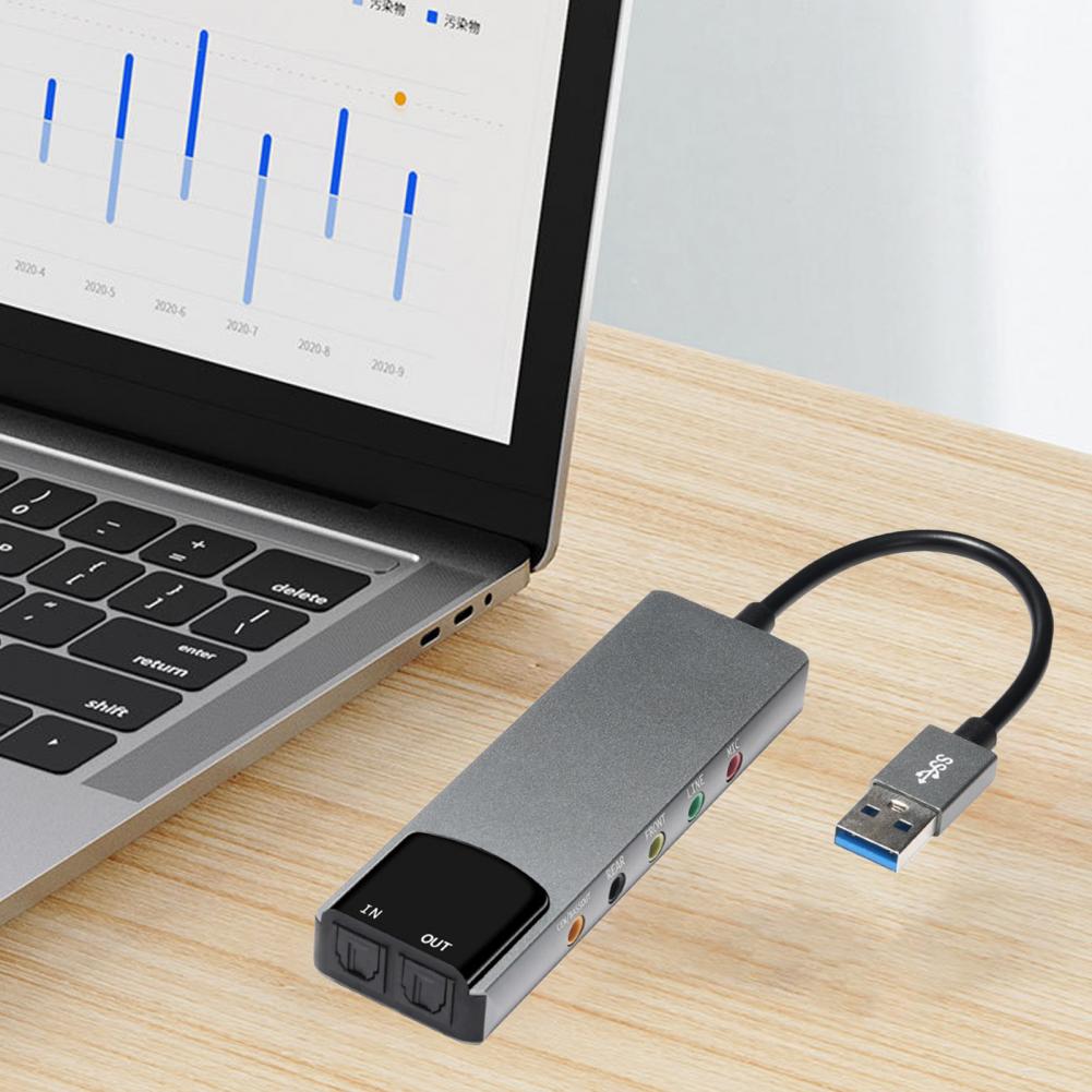 Usb Sound Card Usb Fiber Optic Spdif Sound Card for Computer External Multifunction Support Ac-3 Dts-compatible 5.1 Sound Track
