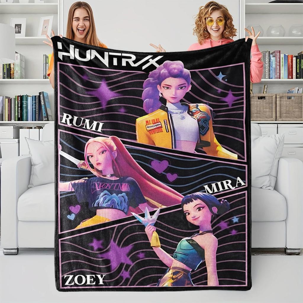 K-Pop Demon Hunters Fan Gifts Blanket Anime Flannel Throw Blanket Suitable Home Leisure Camping Travel Multifunctional Blanket