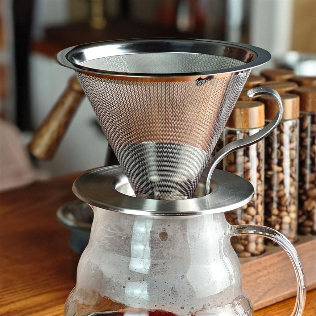 Stainless Steel Coffee Dripper Hand Drip Coffee Maker Stainless Steel Filter Cup Manual Coffee Filter for Home Use