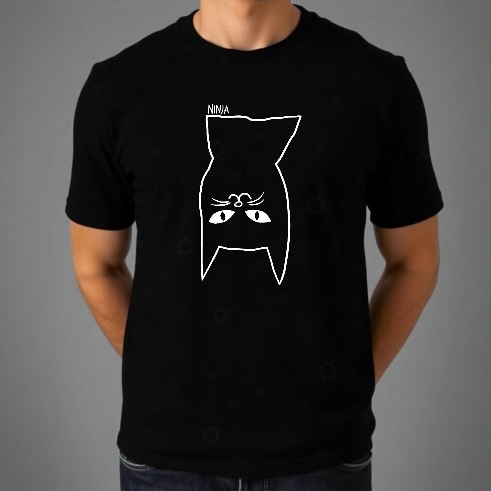 NINJA T-shirt Funny Cat Lovers Optical Illusion Graphic Top New Men s Gift Tee S