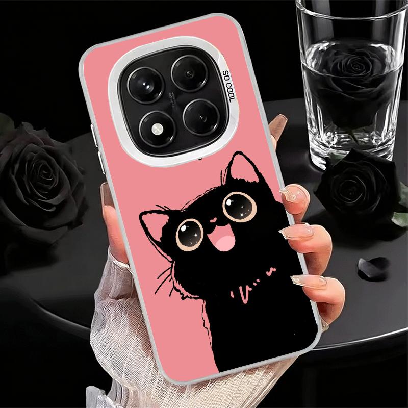 Schwarze Katze Cartoon Niedlich Weiche Handyhülle für Samsung Galaxy S24 S25 FE S26 Edge S23 Ultra S22 Plus S21 + Stoßfeste Hülle Rückseite Sie