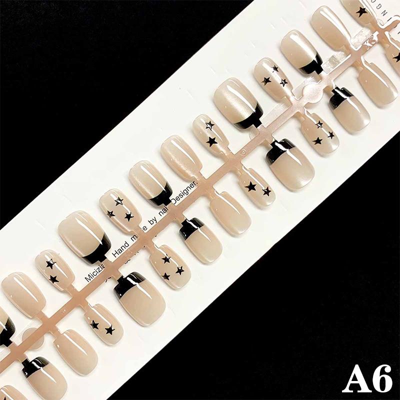 30Pcs Different Size Short Press On Nails Cat Eyes Pure Ballerina Decoration Wearable False Nails Full Cover Nail Tips Art