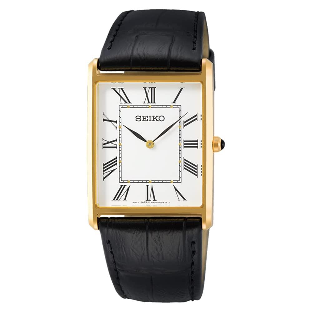 

[Seiko] Мужские кварцевые часы Seiko S Square deSign Swr052 с белым циферблатом и черным кожаным ремешком []