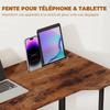 Folding Computer Desk on Wheels, 80 x 52 cm, Device Slot, Brown