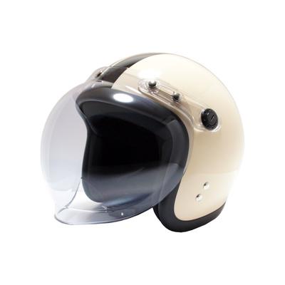 Motorcycle Jet Helmet with Bubble Shield SG Mark One Size Fits [B&B] (Standard Equipment), Certified, Ivory/Black, All, BB-004