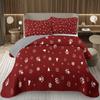 Christmas Bedspread Queen/Full Xmas Tree Quilted Coverlet for Boys Girls,Cartoon Festival Theme Quilt Set Happy New Year Bedding