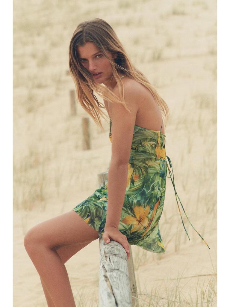 2025 European & American V-Neck Silk Print Sundress