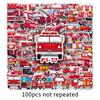 100 Fire Truck Graffiti Stickers - Cartoon Decor for Water Bottles, Phone Cases, Suitcases