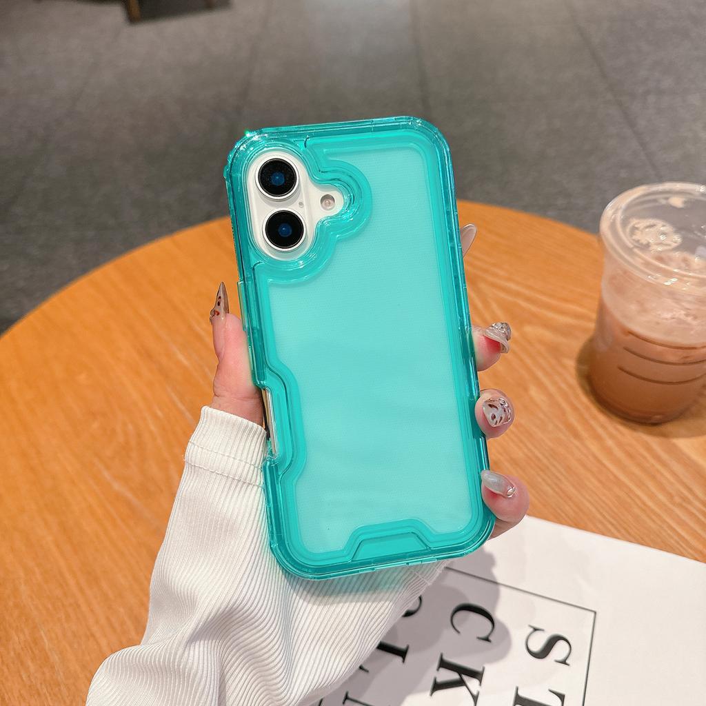 New for IP16 3-in-1 Series Colorful 2-in-1 Transparent Four-corner Anti-fall Mobile Phone Case Premium Black