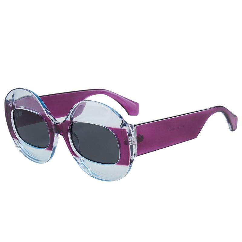 New sunglasses European and American round frame contrasting color hip-hop glasses men's and women's personalized anti-ultraviolet sunglasses