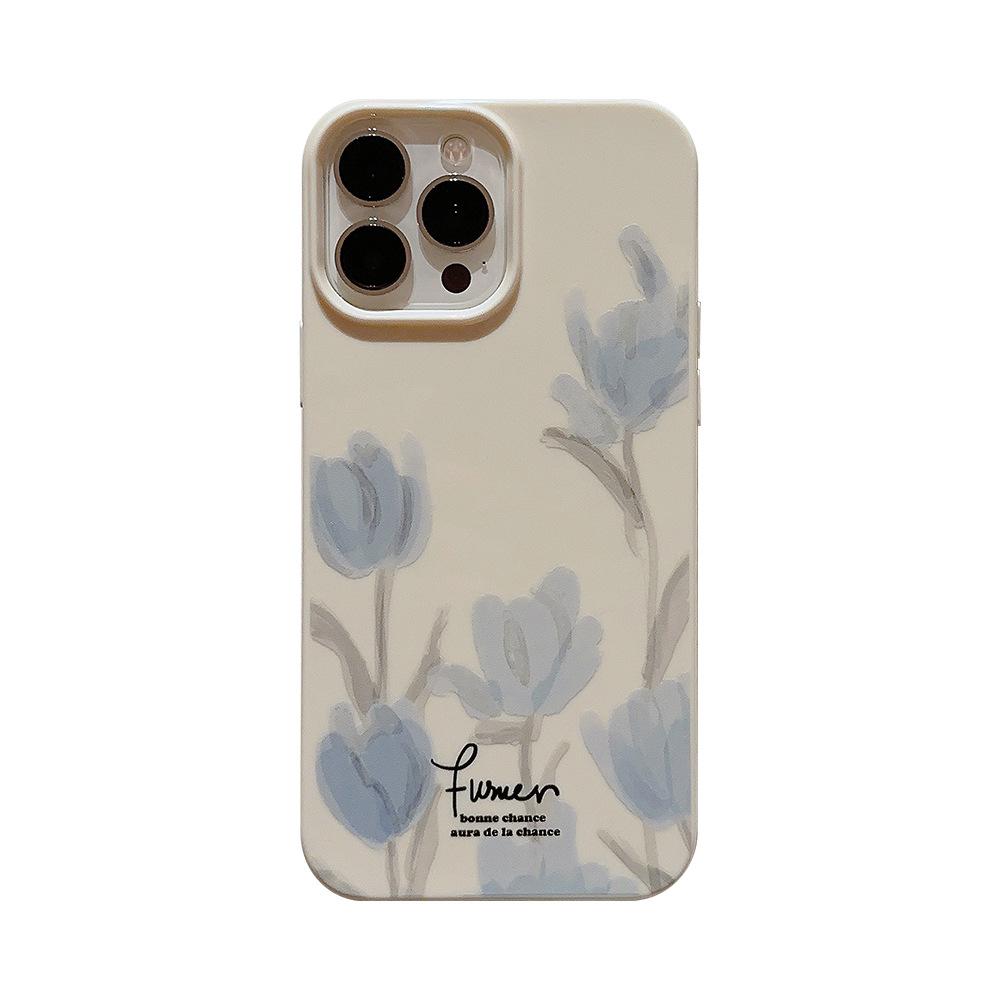 Blue Tulip 16promax Mobile Case Apple 15 Applicable To IPhone 13 Gentle Literary 11 Silicone 12 Sets