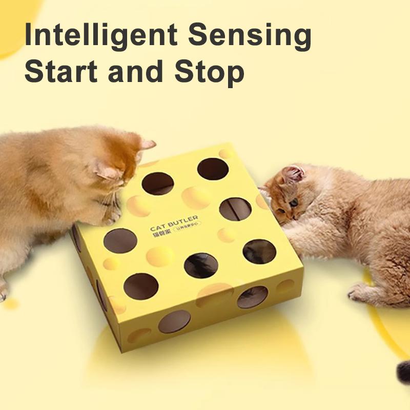 Interactive Cat Toys Smart Cat Chasing Toys Automatic Cat Teasing Stick Toy Funny Pet Cheese Box for Kitten Cat Accessories