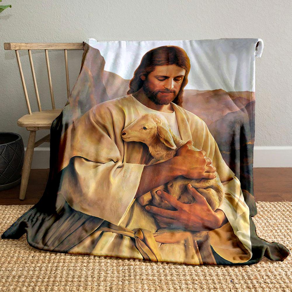 

Jesus Holding Lamb Blanket Printed Blanket for Living Room Bed Couch lunch break Soft Cozy Blanket for Friend s festival Gift 80cm x 120cm