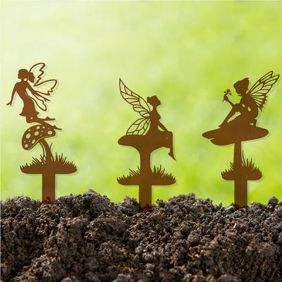 Kaimiško sodo fėjos metalinė statula lauko dekoras metalinė sodo fėjos statula kiemo terasos vejos dekoras kaimiška fėjos metalinė statula