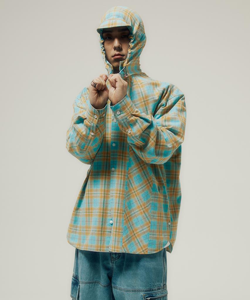 CAVISH Check Shirt Hoodie Blue(Cv2Esuw320A)