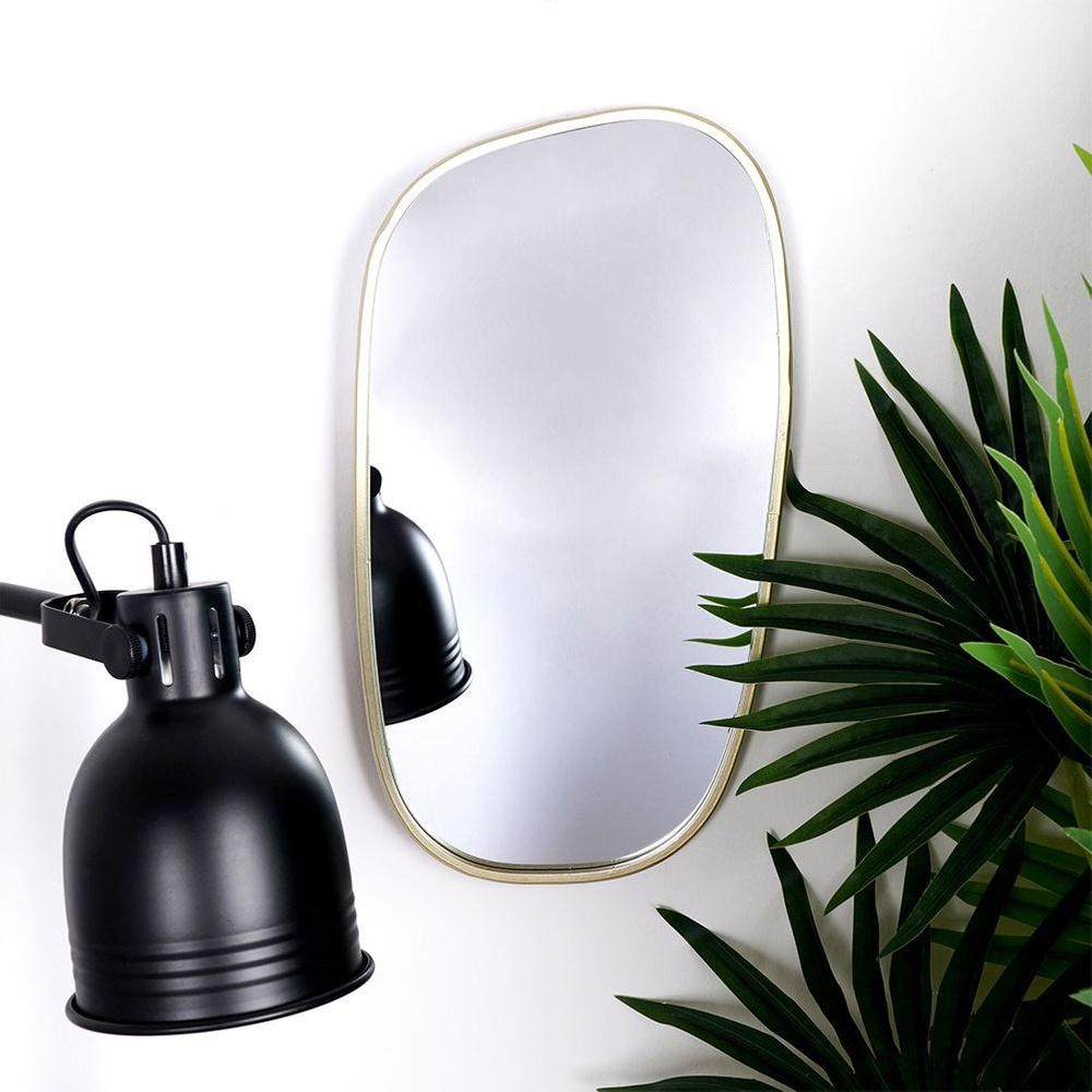 Gold Hanging Circle Wall Mirror in a Gold Metal Frame 35x19.5 cm