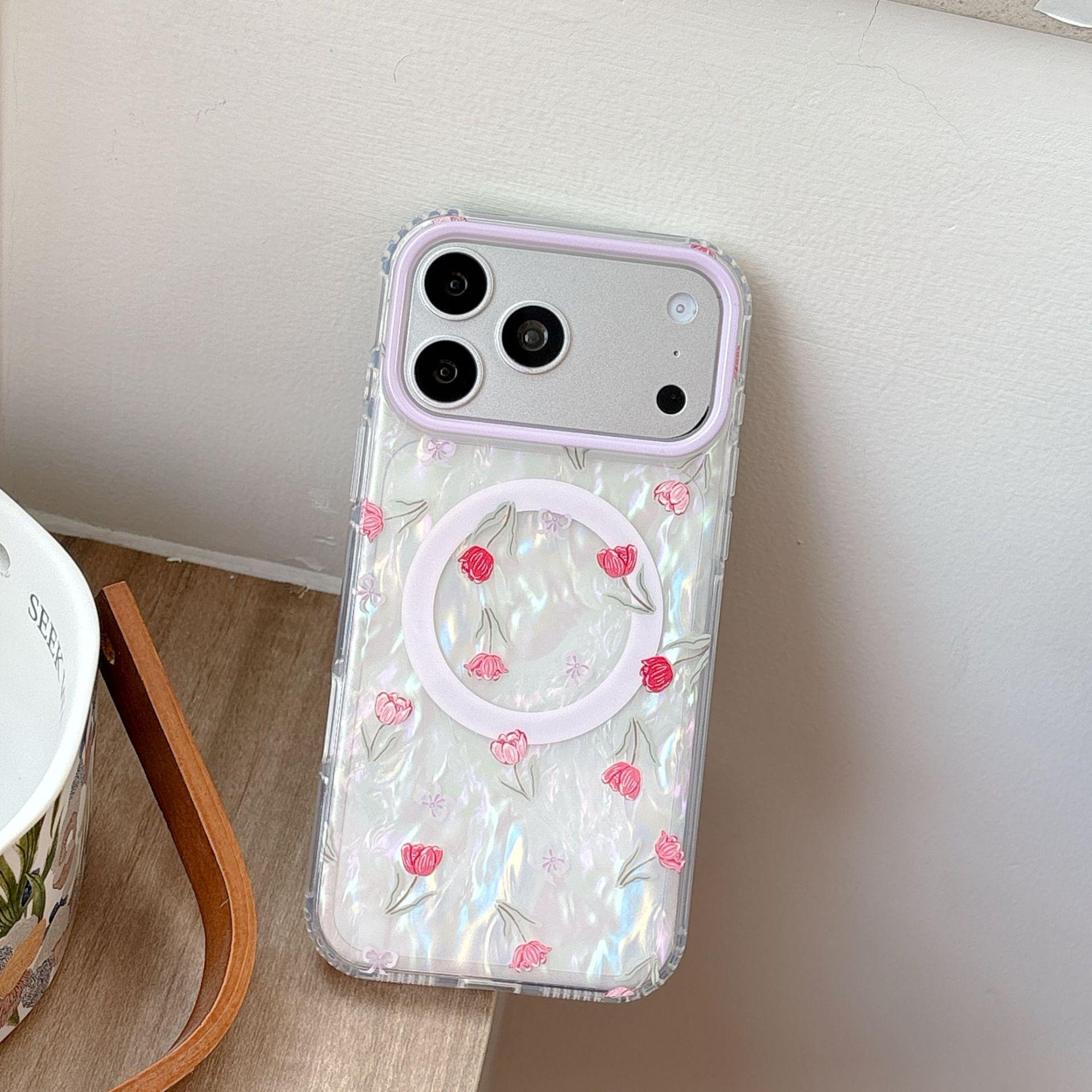 

Spring Floral Pattern iPhone 17 Pro Max Case - Magnetic, Drop-Proof Protective Cover for Apple 16 & 15 17