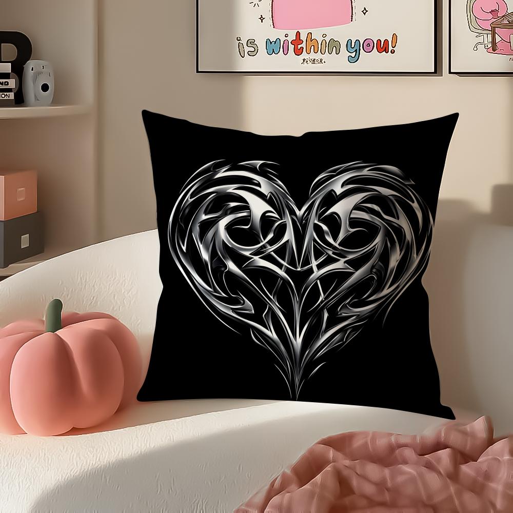 Sweet Romantic Cute Art Heart Shape Cushion Cover Pillowcase Short Plush Invisible Zipper Room Sofa Cushion Cover