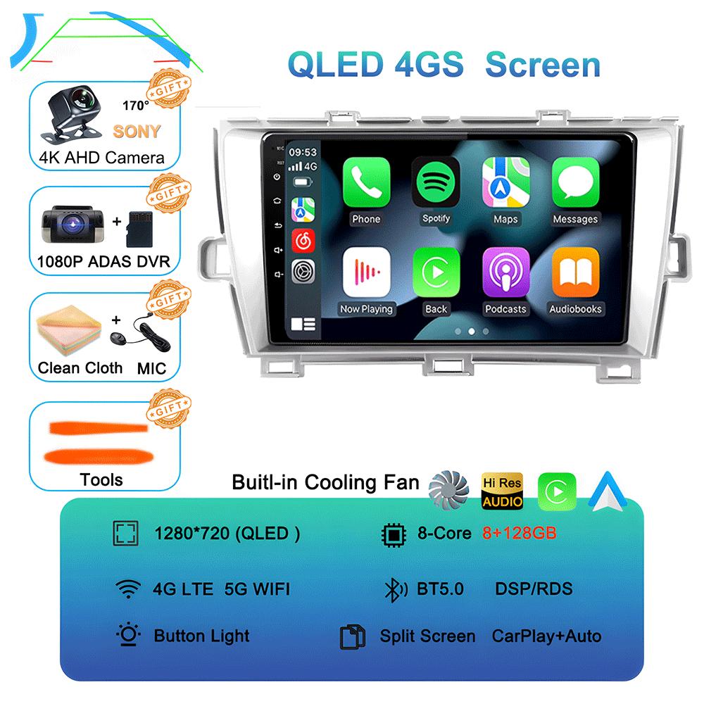 Android 14 For Toyota Prius XW30 30 2009-2015 GPS Stereo Auto Head Unit QLED Navigation NO 2DIN Car Radio Multimedia Player DVD