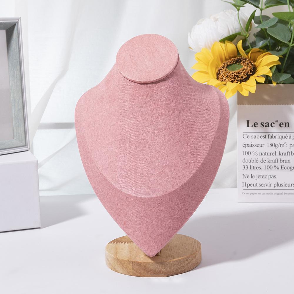 1pc Wooden Mannequin Bust Necklace Display Stand Portrait Model Neck Pendant Jewellery Storage Rack Holder Window Showcase Props