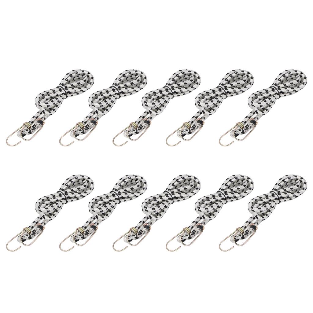 10PCS Rubber Elastic Rope with Hook Heavy Duty Tie Down Stretch String for Binding Packaging Securing Projects