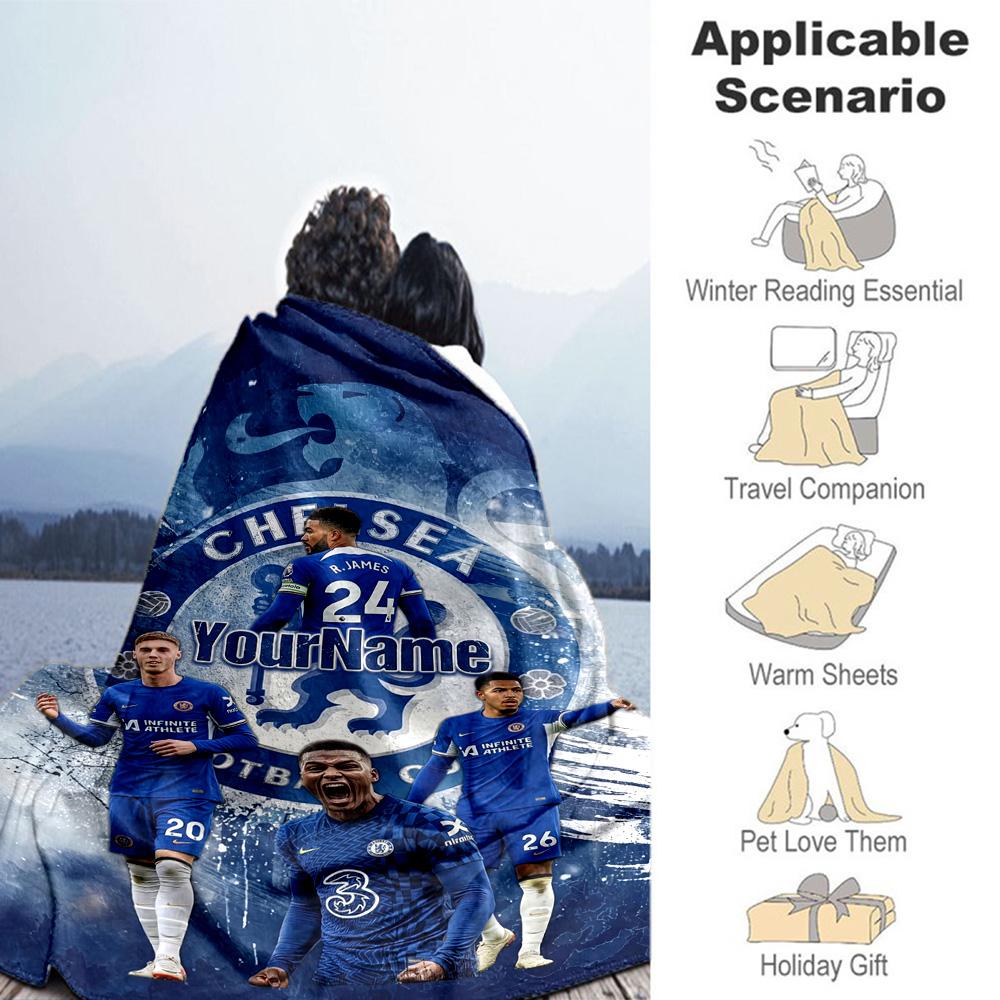 Team Club 3 Customize Your Name Blanket Multi-purpose Customizable Blanket Soft Warm Cozy Perfect for Living Room Chair Picnics Nap
