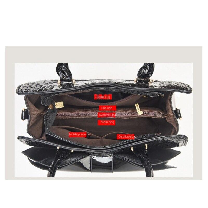 Fashion Women Handbags Tassel PU Leather Totes Bag Top-handle Embroidery Bag Shoulder Bag Lady Simple Style Crocodile Pattern