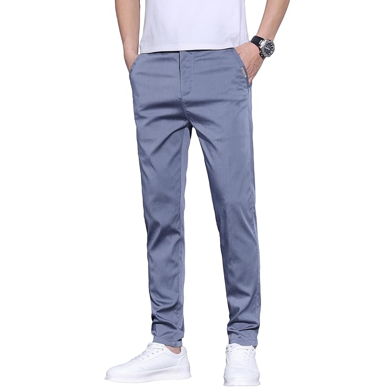

[Fasshonrida] slacks men s pants Slender skinny pants slim long legs tapered pants cold sensation tencel cool stretch pants Elegant luster cool