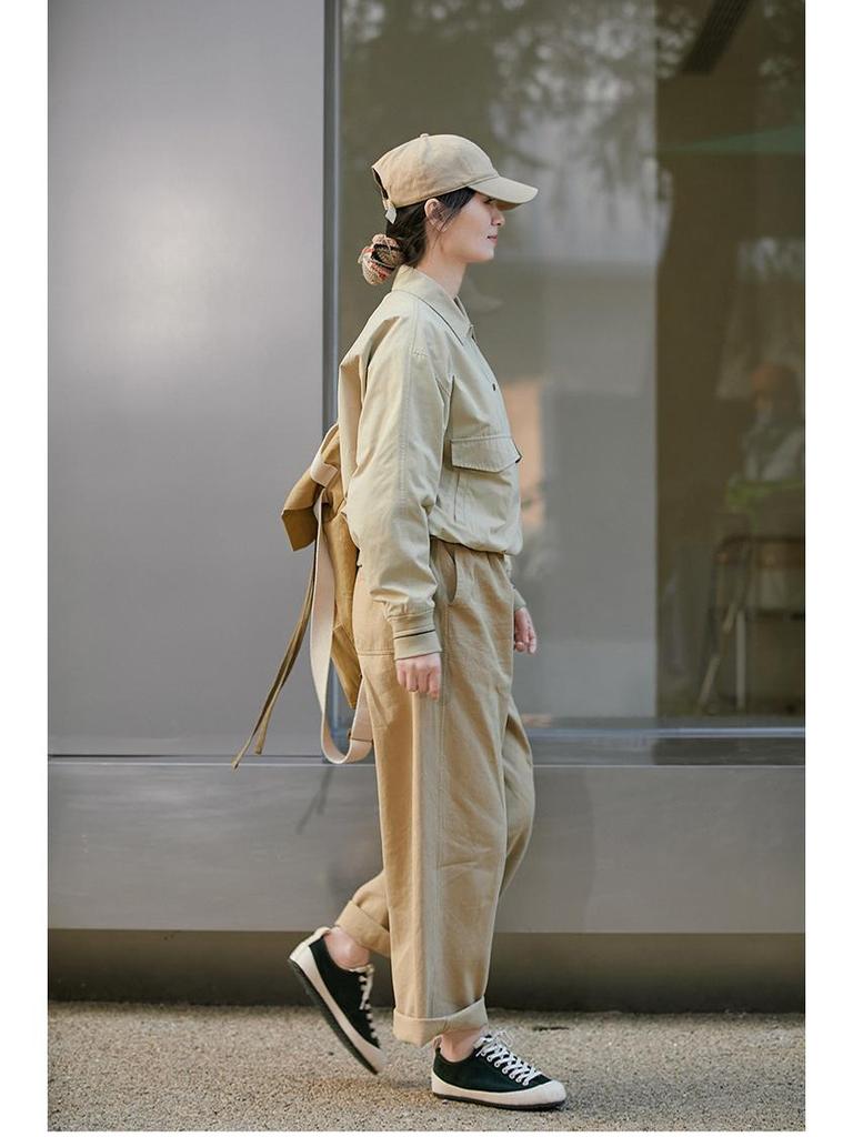 2023 Spring Retro Khaki Linen-Cotton Wide-Leg Pants for Women