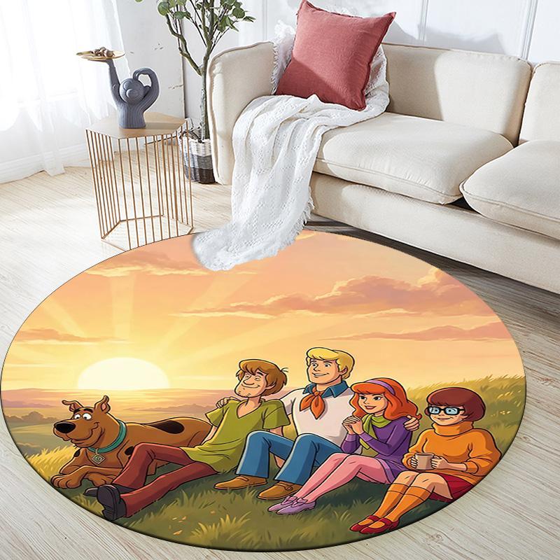Scooby‑Doo Round Area Rug,Carpet Rug for Living Room Bedroom Sofa Playroom Decor,Non-slip Floor Mat