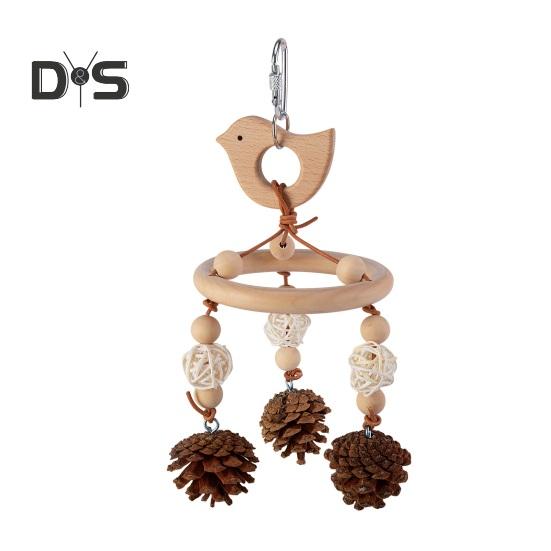 

Цветной подвесной попугай, игрушка для обучения покусыванию и жеванию, ручная работа, качели для птиц из натурального дерева, подвесная музыкальная подвеска для попугая B