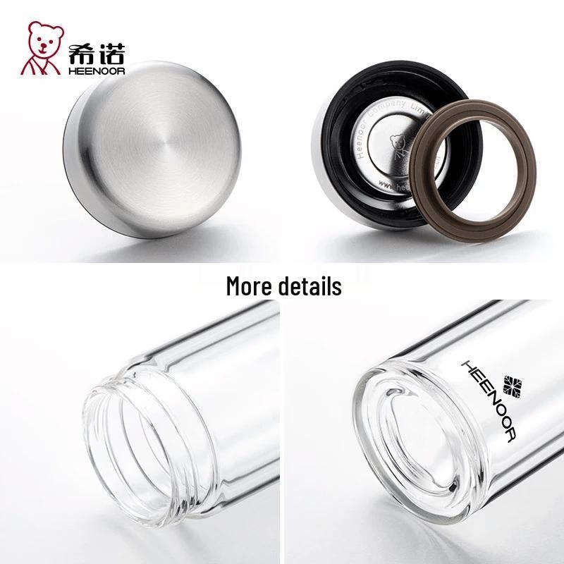 Xinuo N6569 Portable Double-Layer High Borosilicate Glass Tea Infuser Cup