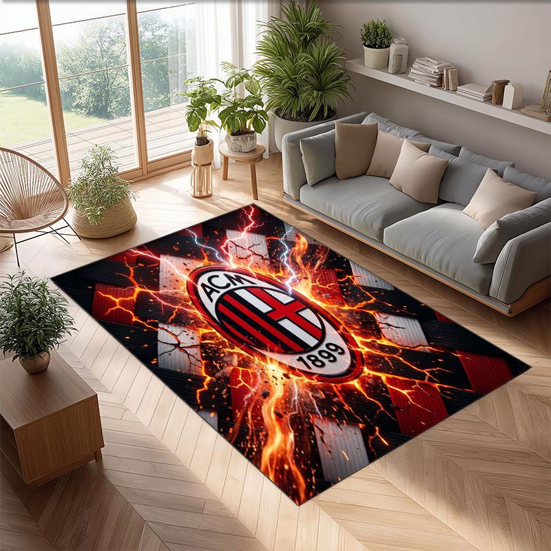 AC Milan Printed Flannel Area Rug Non Slip Soft Polyester Floor Carpet Indoor Decor Mat for Bedroom Living Room Sofa Game Room Home Decoration