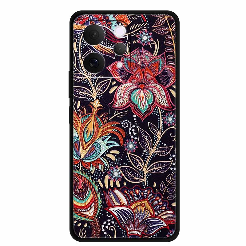 For Vivo S50 5G Case 3D Emboss Flower Black Silicone Soft Back Cover Case For Vivo S50 2025 Phone Case 6.59" Coque V2528A Fundas