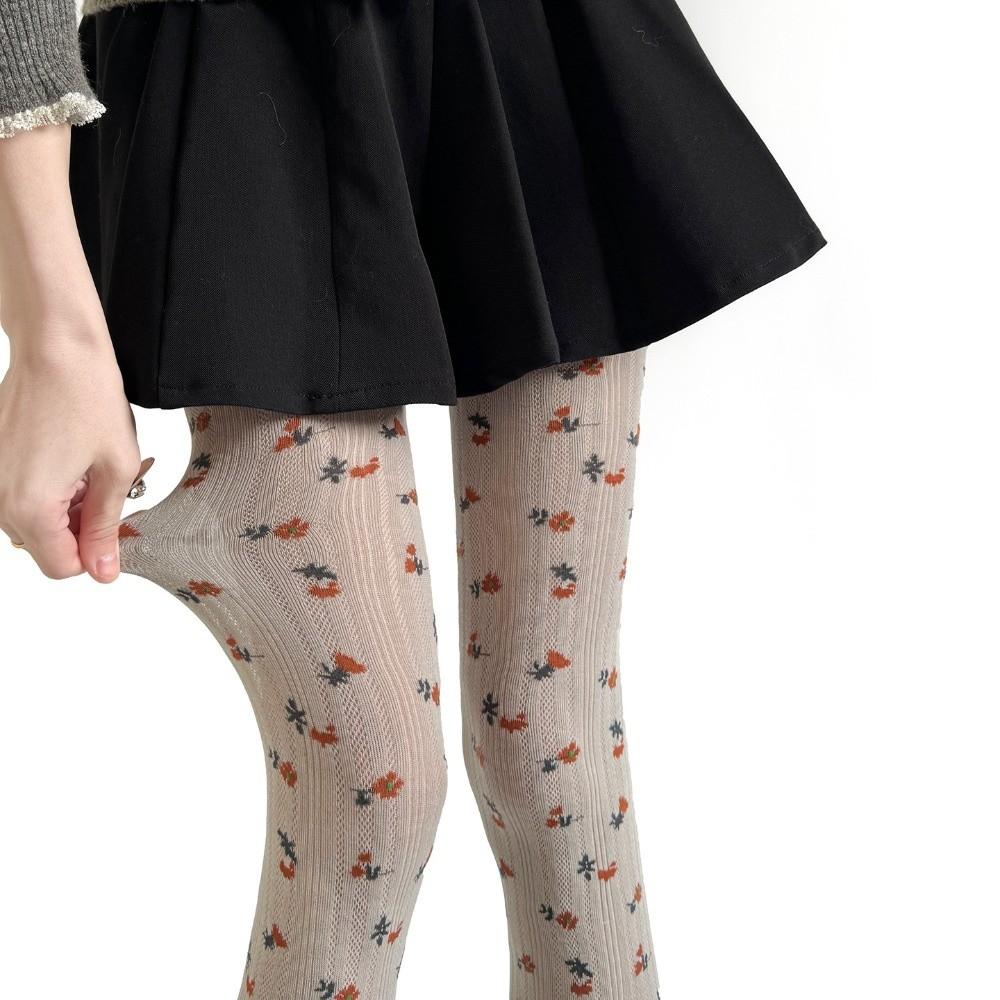 High-elastic Jacquard Knitted Stockings Fashionable Vertical Stripe Pantyhose Spring Summer светло-серый