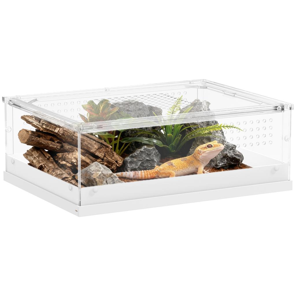 Acrylic Reptile Terrarium with Top Sliding Door, Vents, for Snake, Frog, Spider, Gecko, Tarantula, 40 x 30 x 15 cm