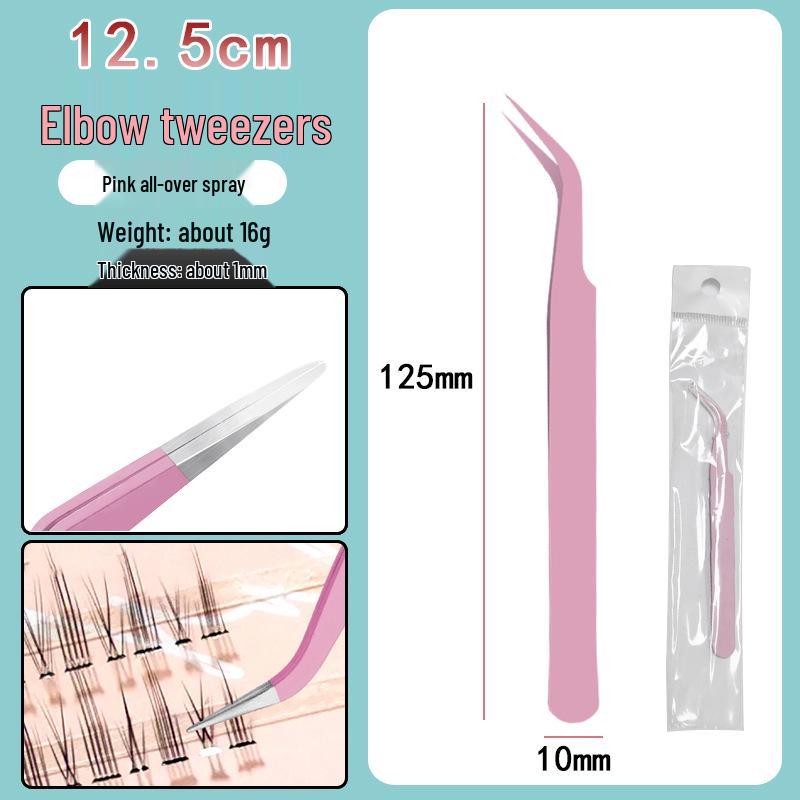 Colorful Stainless Steel Curved Tweezers for False Eyelashes and Planner Clips