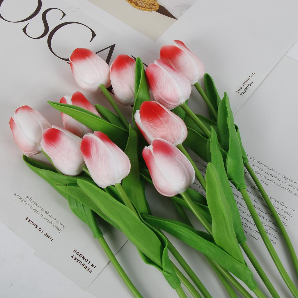 10 Pcs Tulips Simulated Flower Wedding Fake Flower Bouquet Shooting Props Home Living Room Decoration PU Simulated Flower