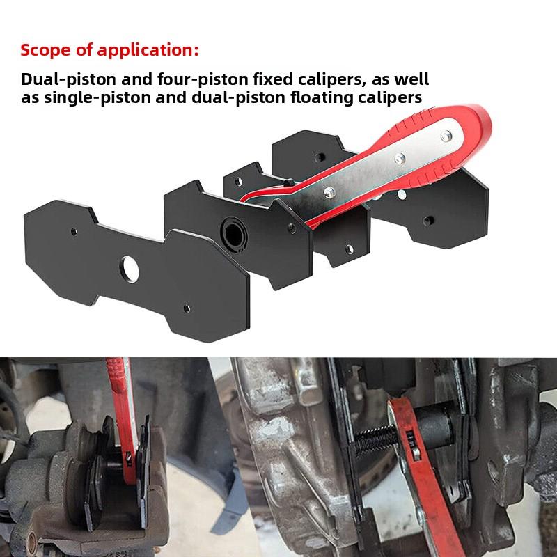 Brake Caliper Press Tool, Car Ratcheting Brake Caliper Piston Spreader Press Tool with 2 pcs Steel Plates