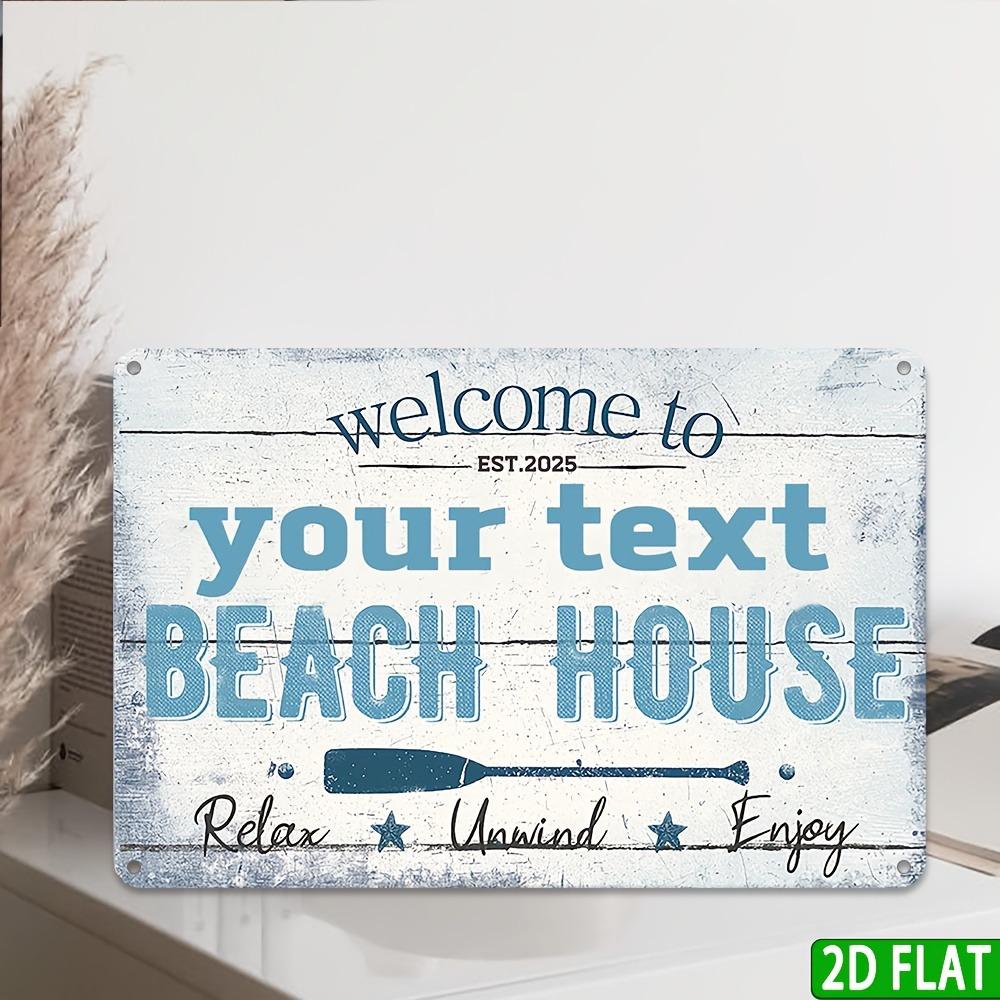 Custom 2D Retro Metal Wall Art Coastal Cottage Sign Text Year Vacation Rental Home Decor