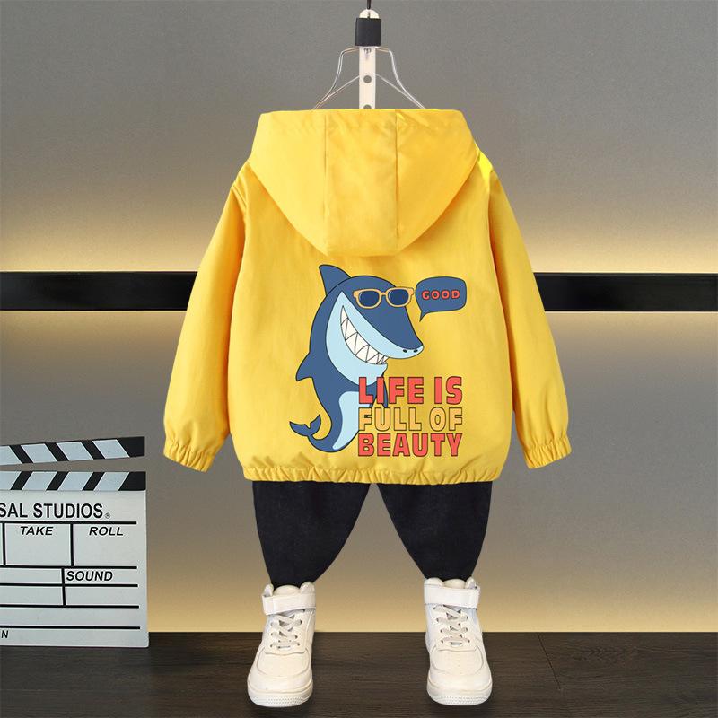 Boys and Girls Jacket Spring Ball Thin Section of The Middle and Large Children Loose Casual Hooded Rushing Coat Jacket Children's Outside