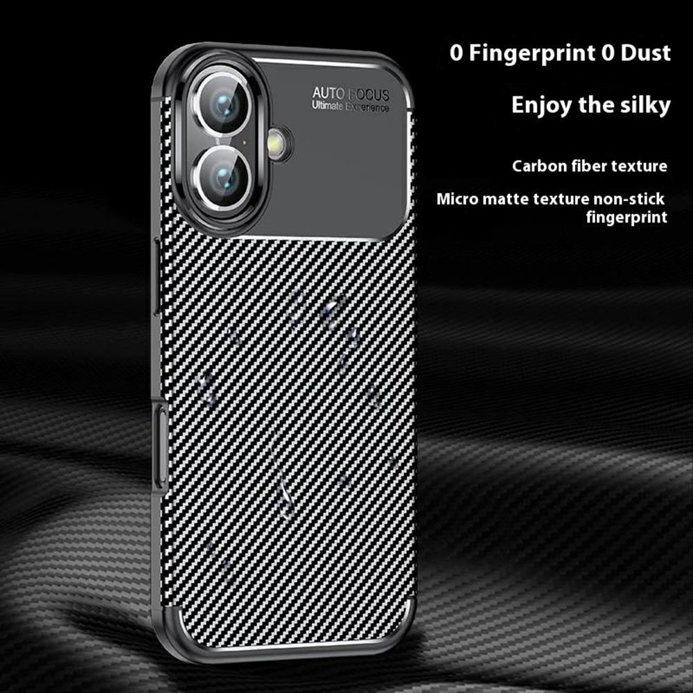 For iPhone 16 Case Carbon Fiber Texture TPU Phone Cover Heat Dissipation