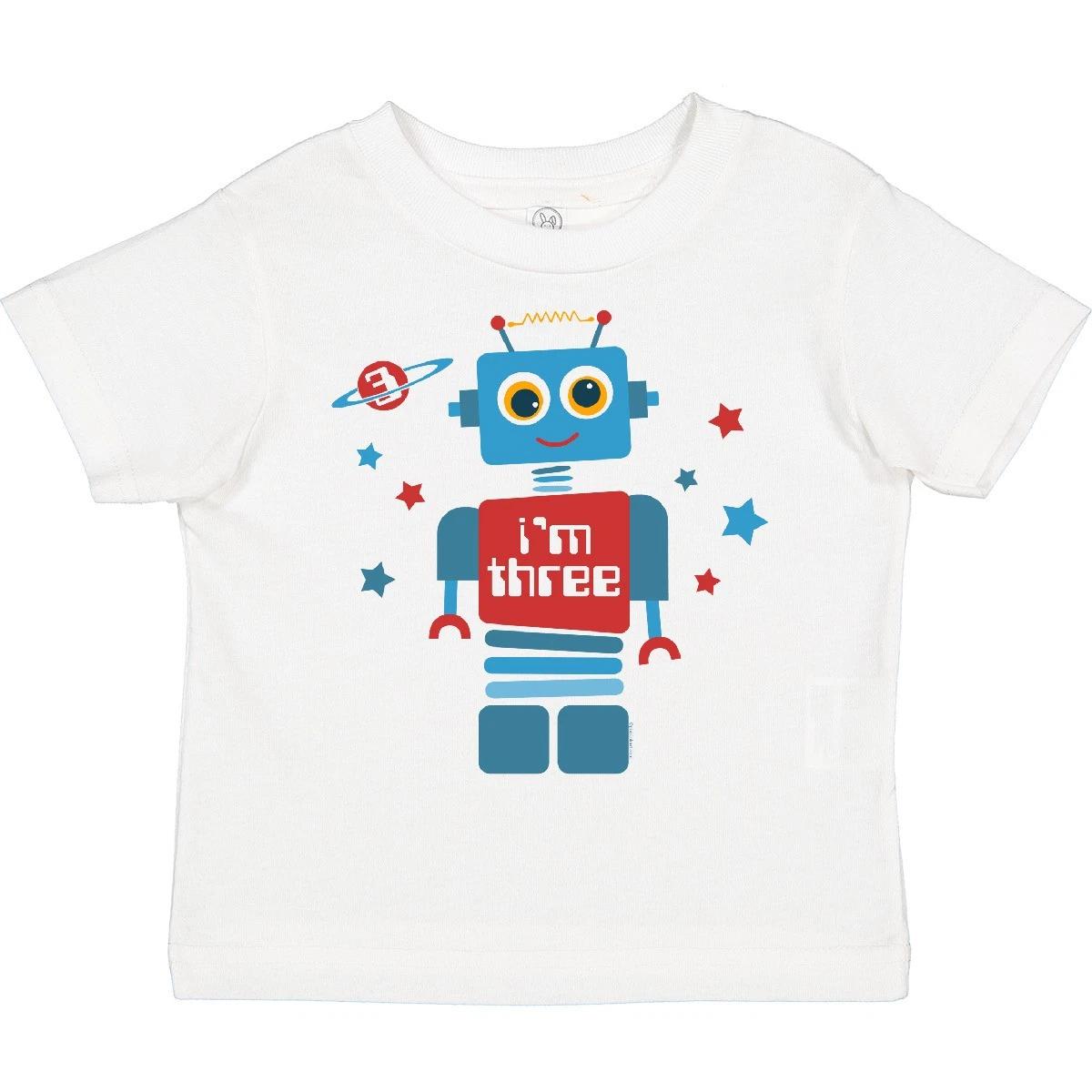 Inktastic Robot 3rd Birthday Toddler kids boys T-Shirt Space Machine Science Fiction Stars 150