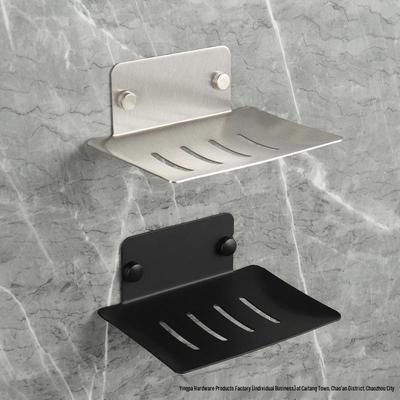 Wall-Mounted No-Drill Stainless Steel Soap Holder with Draining Feature