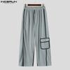 INCERUN Men Elastic Waist Trousers Casual Loose Stitching Texture Long Pants