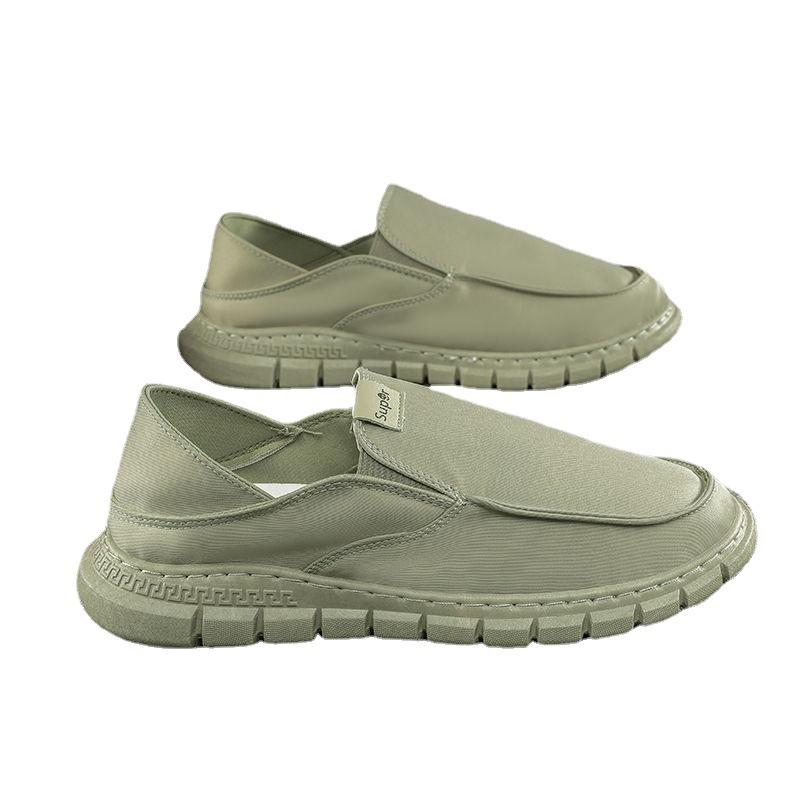 Autumn new old Beijing cloth shoes flat casual shoes one pedal breathable solid color men's shoes umbrella cloth shoes men's